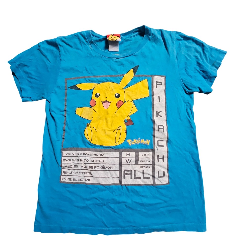 Vintage 2008 Pokemon Pikachu Pokedex Graphic T-Shirt Mens S Retro Y2K Streetwear